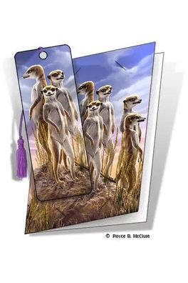 Grußkarte mit 3D Lesezeichen Erdmännchen - Meerkats