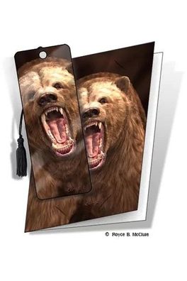 Grußkarte mit 3D Lesezeichen Grizzly