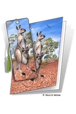 Grußkarte mit 3D Lesezeichen Känguru - Joey