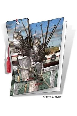 Grußkarte mit 3D Lesezeichen Katze - Wharf Cat