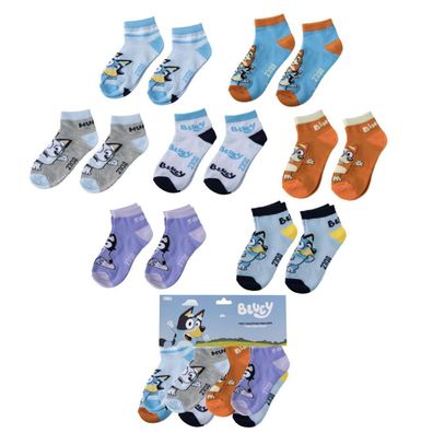 Bluey 7 Paar Kinder Kurzsocken Set für Schule und Freizeit - Größe: 23/26