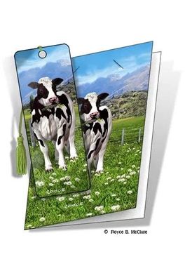Grußkarte mit 3D Lesezeichen Kuh - Daisy