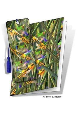 Grußkarte mit 3D Lesezeichen Laubfrösche - Tree Frogs