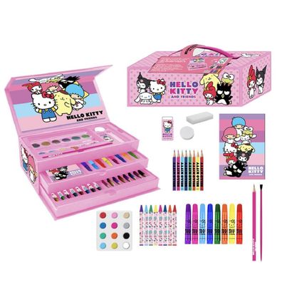 Hello Kitty Mal- und Zeichenkoffer Kinder Kreativset mit Stiften & Zubehör