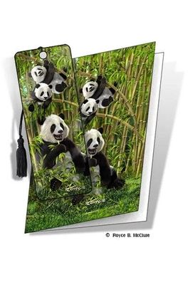 Grußkarte mit 3D Lesezeichen Pandas