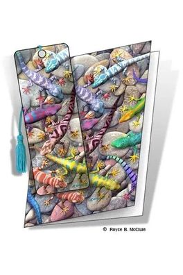Grußkarte mit 3D Lesezeichen Salamander - Geckos