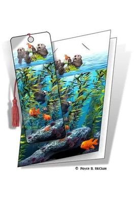 Grußkarte mit 3D Lesezeichen Seeotter - Sea Otters