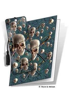 Grußkarte mit 3D Lesezeichen Skulls - Patch