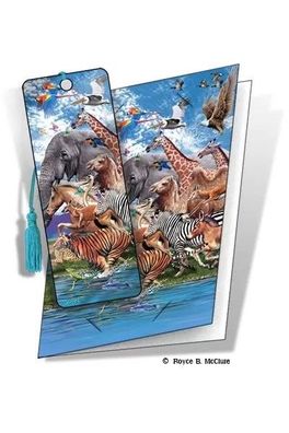 Grußkarte mit 3D Lesezeichen Tiere Wanderung - Migration