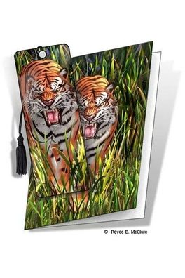 Grußkarte mit 3D Lesezeichen Tiger - Tiger Trouble