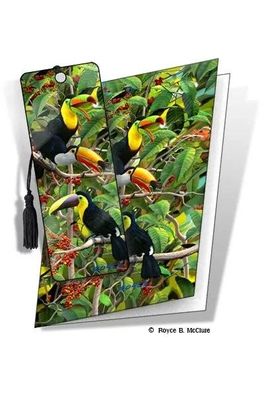 Grußkarte mit 3D Lesezeichen Tukane - Toucans