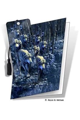 Grußkarte mit 3D Lesezeichen Wolfsrudel - Wolf Pack