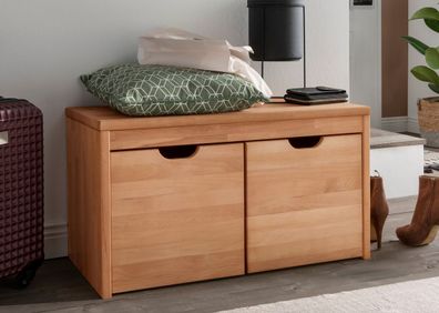 Garderobenbank mit 2 Schubkästen 82cm 'Stockholm' Buche massiv