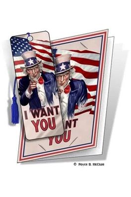 Grußkarte mit 3D Lesezeichen Uncle Sam - Sam