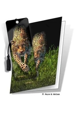Grußkarte mit 3D Lesezeichen - Leopard