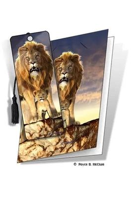 Grußkarte mit 3D Lesezeichen Löwen - Lion