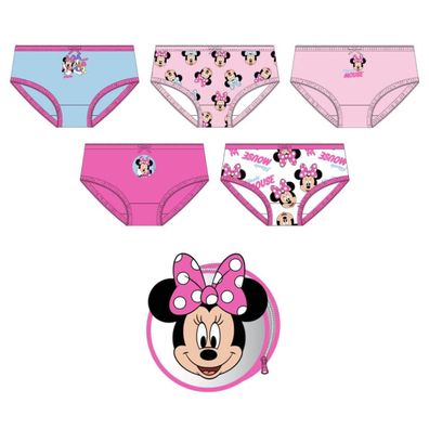 Disney Minnie Mouse 5'er Kinder Unterwäsche Set Mädchen 100% Baumwolle