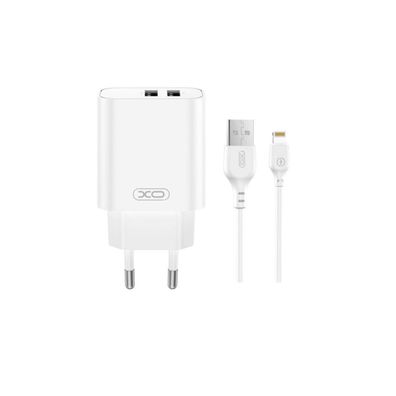 XO CE33 USB Wandladegerät 18W mit IPhone-Kabel, Weiß