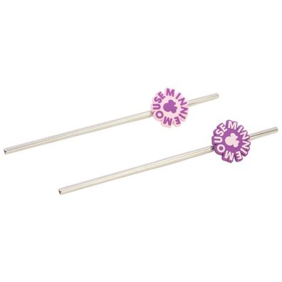 Disney Minnie Mouse Strohhalm Trinkhalm aus Edelstahl 2er Set für Kinder und Erwac