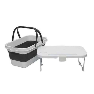 Platinet Faltbarer Picknickkorb Korb mit Deckel und Tischfunktion
