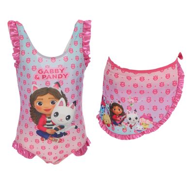 Gabby's Dollhouse Kinder Badeanzug mit Sarong Badebekleidung