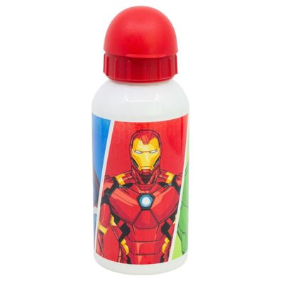 Avengers Wasserflasche 400 ml Aluminium Flasche Schule & Freizeit mit Sicherheitsv