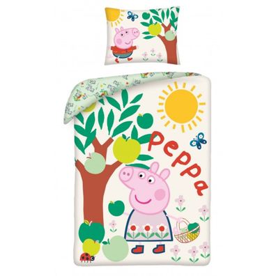 Peppa Pig Bettwäsche Set aus Baumwolle Bettdeckenbezug 140 × 200 cm mit 70 × 90