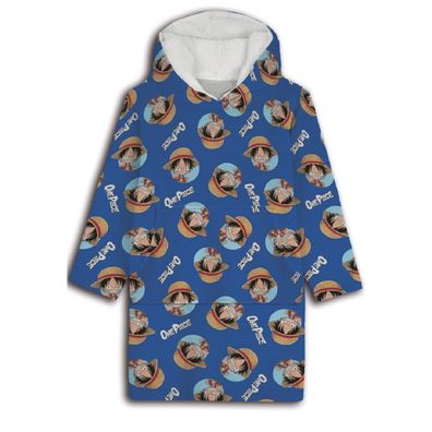 One Piece Bequemer Überwurf mit Kapuze Kapuzen Poncho für Kinder (7 bis 14 Jahre)
