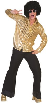 Rüschenhemd gold Herren Funny Fashion - Größe: 48/50 (S/M)