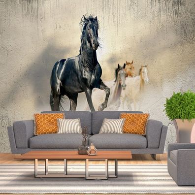 Vlies Fototapete Pferde Modern Wandtapete Running Horse Wohnzimmer Wandbild 6805