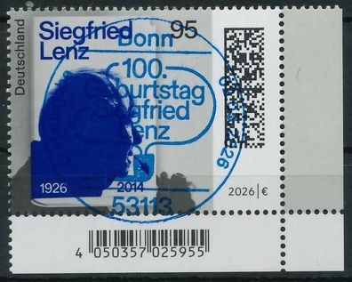 BRD BUND 2026 Nr 3957 ESST zentrisch gestempelt ECKE-URE XA97032