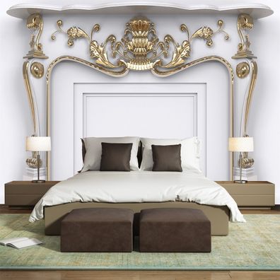 3D Wandpaneel Weiß Gold Barock Wandverkleidung Luxus Wandtapete Dekor 6340