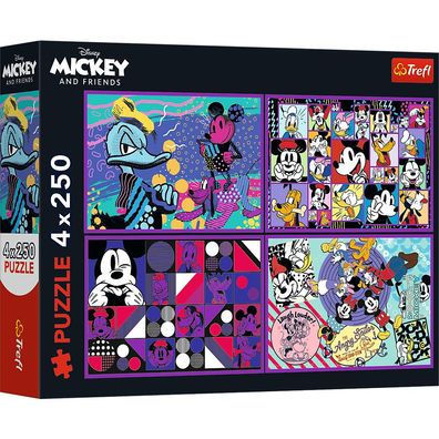 Trefl, Disney Mickey Maus und seine Freunde, 4x250 Teile Puzzle