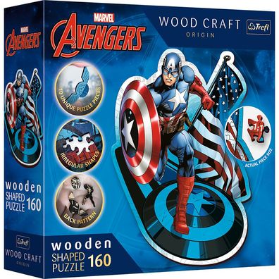 Trefl, Wood Craft, Captain America, 160 Teile Holzpuzzle