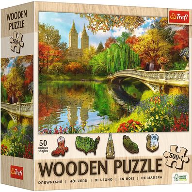 Trefl, Wood Craft, Central Park, 500 + 1 Teile Holzpuzzle