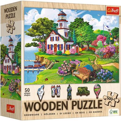 Trefl, Wood Craft, Sommer Oase, 500 + 1 Teile Holzpuzzle