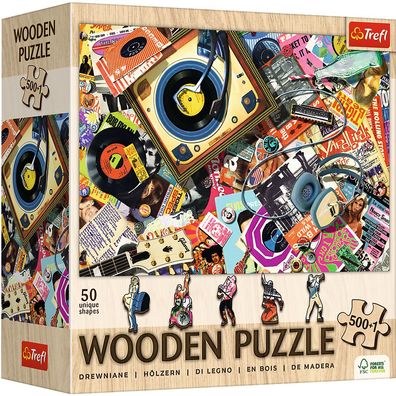Trefl, Wood Craft, Die Welt der Musik. 500 + 1 Teile Holzpuzzle