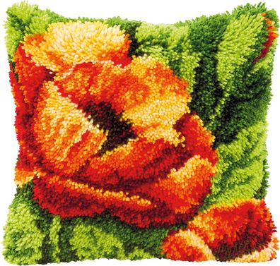 Vervaco PN-0014175 Knüpfkissen Orange Mohnblume