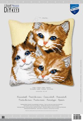 Vervaco Kreuzstich-Kissen-Set Kätzchen - Stickbild vorgezeichnet