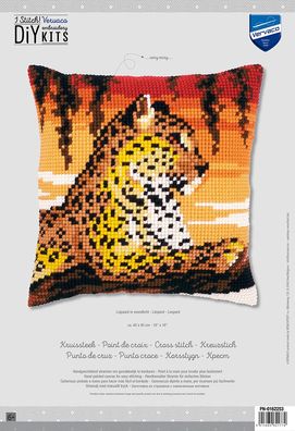 Kreuzstich-Kissen-Set Leopard - Stickbild vorgezeichnet