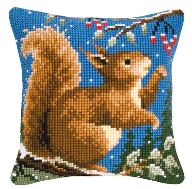 Vervaco Kreuzstich-Kissen-Set Eichhörnchen - Stickbild vorgezeichnet