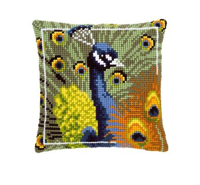 Vervaco PN-0145700 Kreuzstichkissen Der stolze Pfau