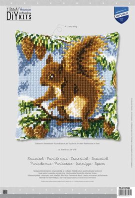 Vervaco Kreuzstich-Kissen-Set Eichhörnchen - Stickbild vorgezeichne