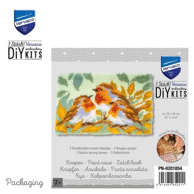 Vervaco Knüpfteppich / Wandbehangpackung 3 Rotkehlchen