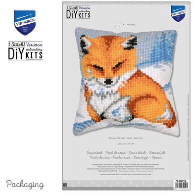 Vervaco Kreuzstich-Kissen-Set Kleiner Fuchs - Stickbild vorgezeichnet