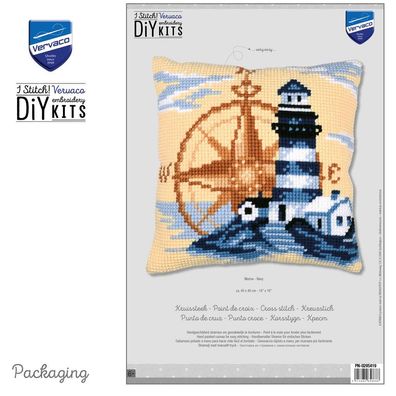 Vervaco Kreuzstich-Kissen-Set Navy - Stickbild vorgezeichnet