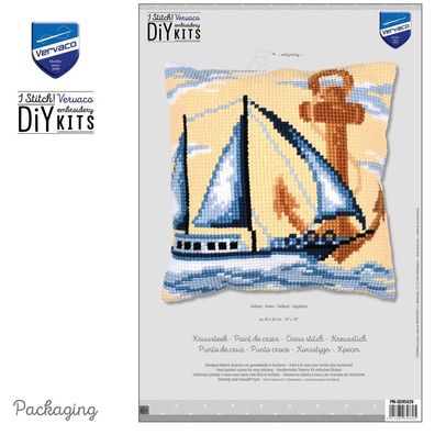 Vervaco Kreuzstich-Kissen-Set Segelboot PN-0205429 – 40x40 cm