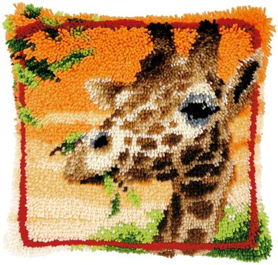 Vervaco PN-0147957 Knüpfkissen Giraffe isst Blätter