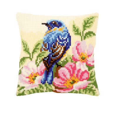 Vervaco PN-0148175 Kreuzstichkissen Vogel auf wilder Rose