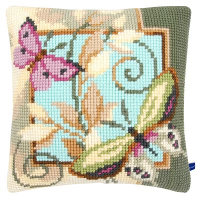 Vervaco PN-0154959 Kreuzstichkissen 2 Schmetterlinge